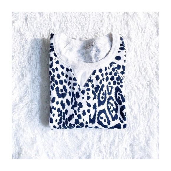 Gap Animal Print Sweater White Crew Neck  sz Med - Picture 2 of 4